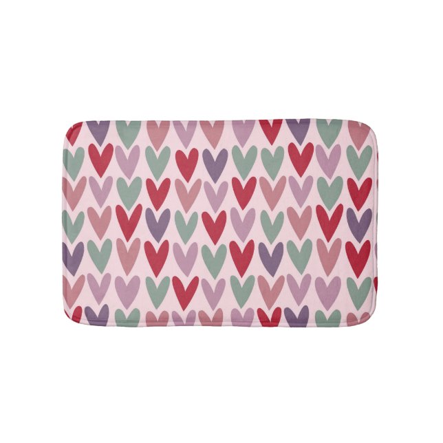 Hearts Pattern 1 Bath Mat (Front)