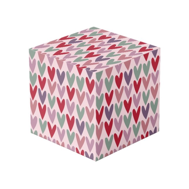Hearts Pattern 1 Cube (Front Angled)