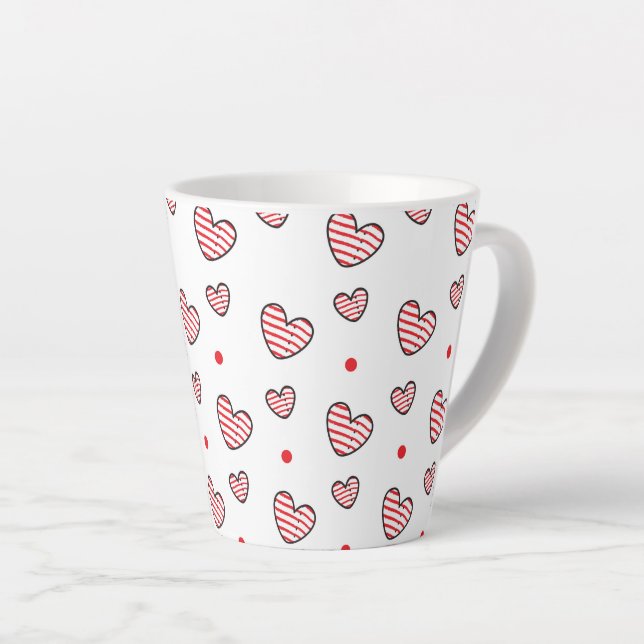 Hearts Pattern 21 Latte Mug (Right Angle)