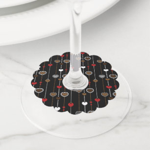 Hearts Pattern 28 Wine Glass Tag