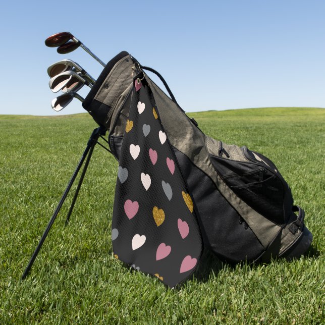Hearts Pattern 30 Golf Towel (Green)