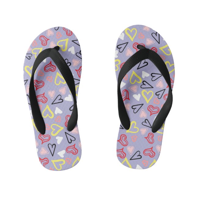 Hearts Pattern 31 Kid's Jandals (Footbed)