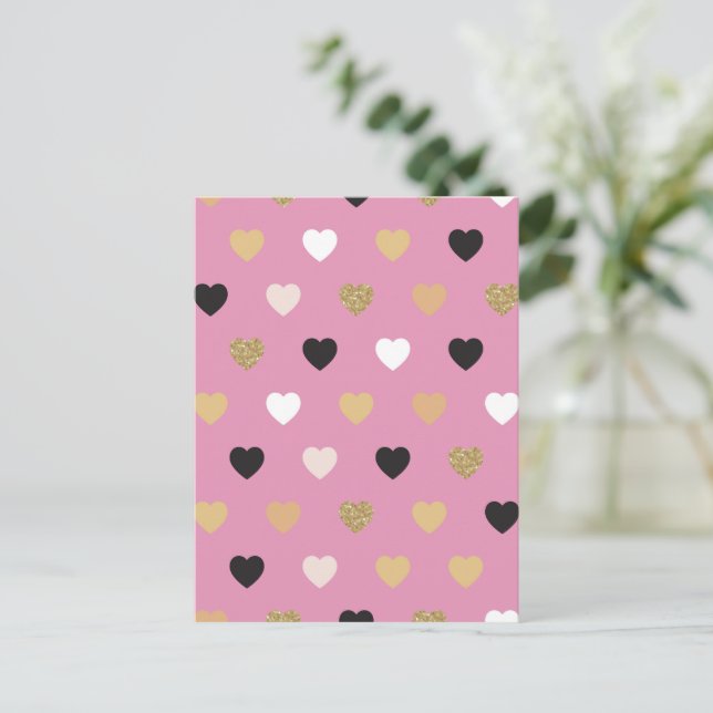 Hearts Pattern 32 Postcard (Standing Front)