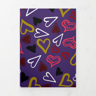 Hearts Pattern 32 Tri-Fold Holiday Card