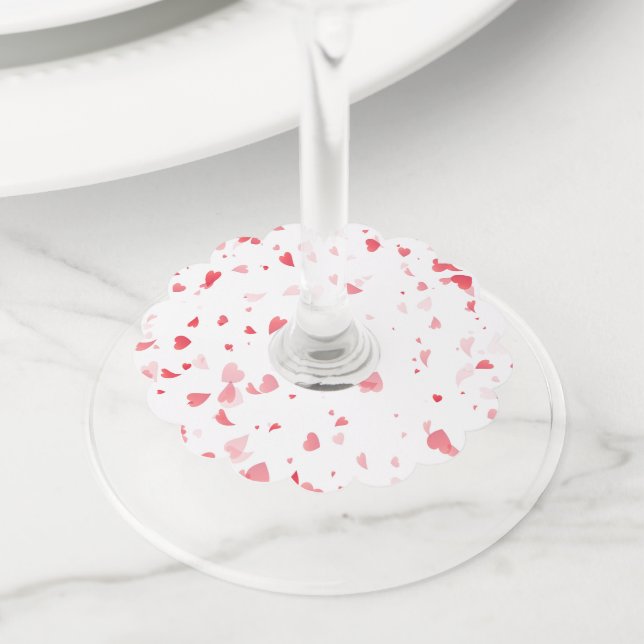 Hearts Pattern 33 Wine Glass Tag (Close Up)