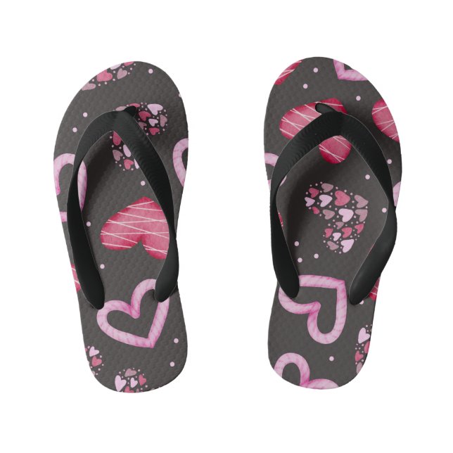 Hearts Pattern 34 Kid's Jandals (Footbed)