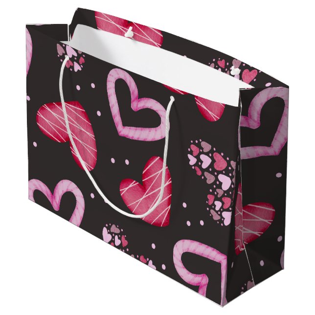 Hearts Pattern 34 Large Gift Bag (Back Angled)