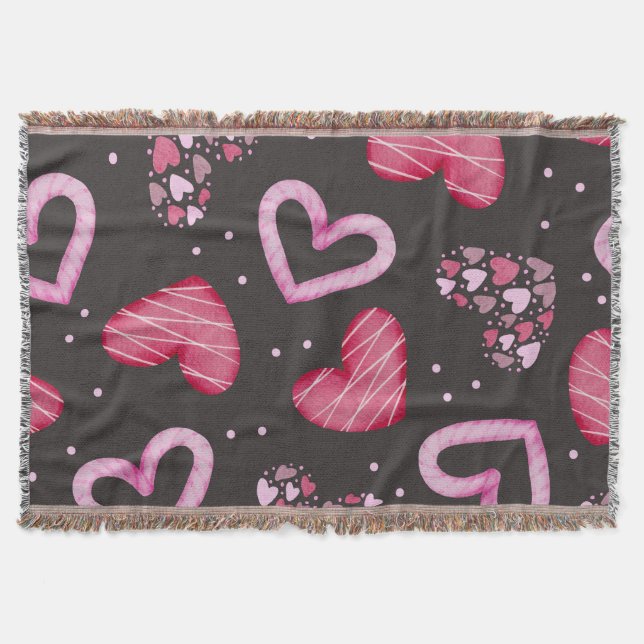 Hearts Pattern 34 Throw Blanket (Front)