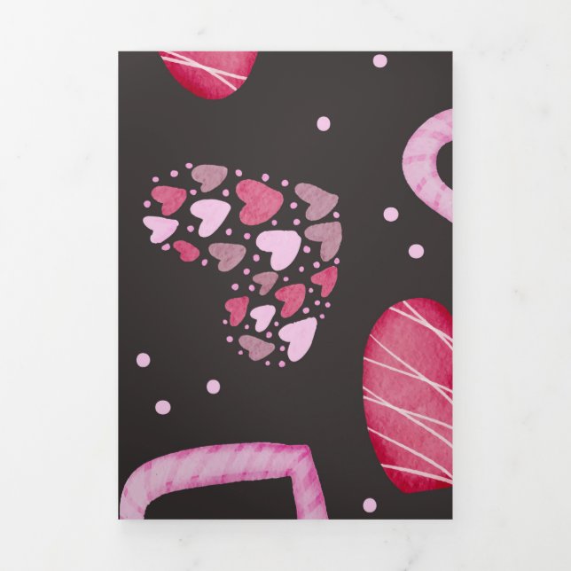 Hearts Pattern 34 Tri-Fold Holiday Card (Cover)