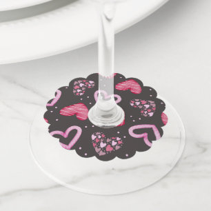 Hearts Pattern 34 Wine Glass Tag