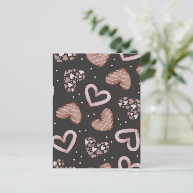 Hearts Pattern 35 Holiday Postcard (Standing Front)