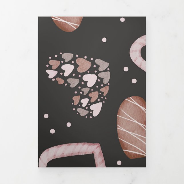 Hearts Pattern 35 Tri-Fold Holiday Card (Cover)
