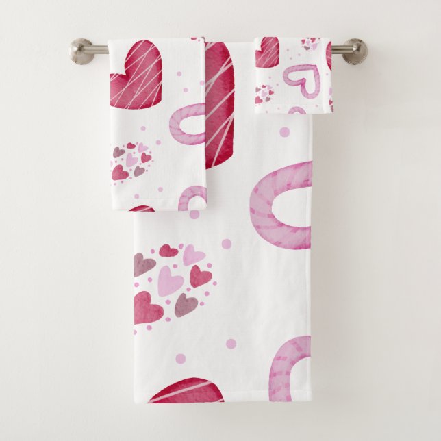 Hearts Pattern 36 Bath Towel Set (Insitu)