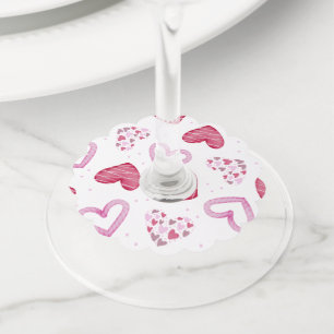 Hearts Pattern 36 Wine Glass Tag