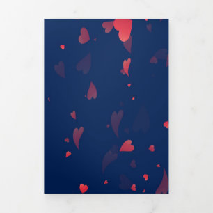 Hearts Pattern 40 Tri-Fold Holiday Card