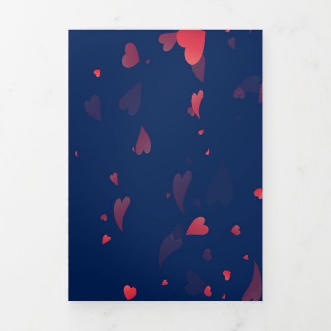 Hearts Pattern 40 Tri-Fold Holiday Card (Cover)