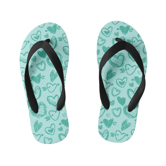 Hearts Pattern 60 Kid's Jandals (Footbed)