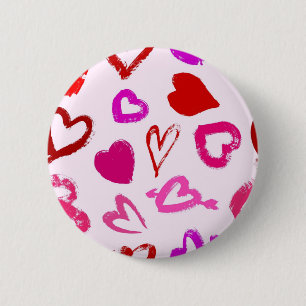 Hearts pattern 6 cm round badge