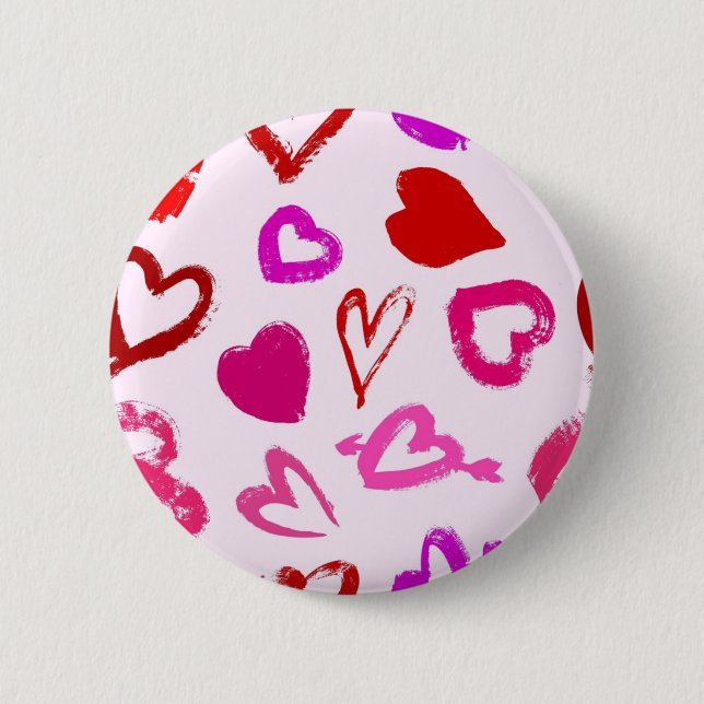 Hearts pattern 6 cm round badge (Front)