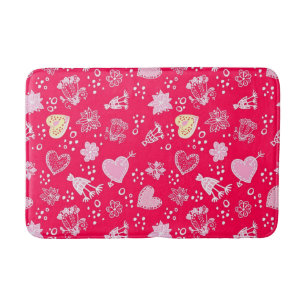 Hearts pattern bath mat
