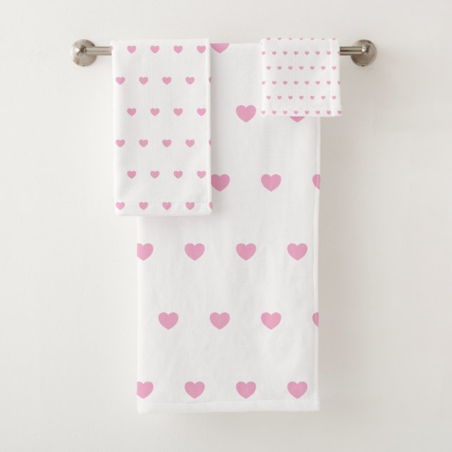Hearts Pattern Bath Towel Set (Insitu)