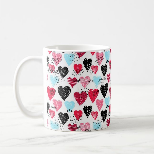 Hearts pattern coffee mug (Left)