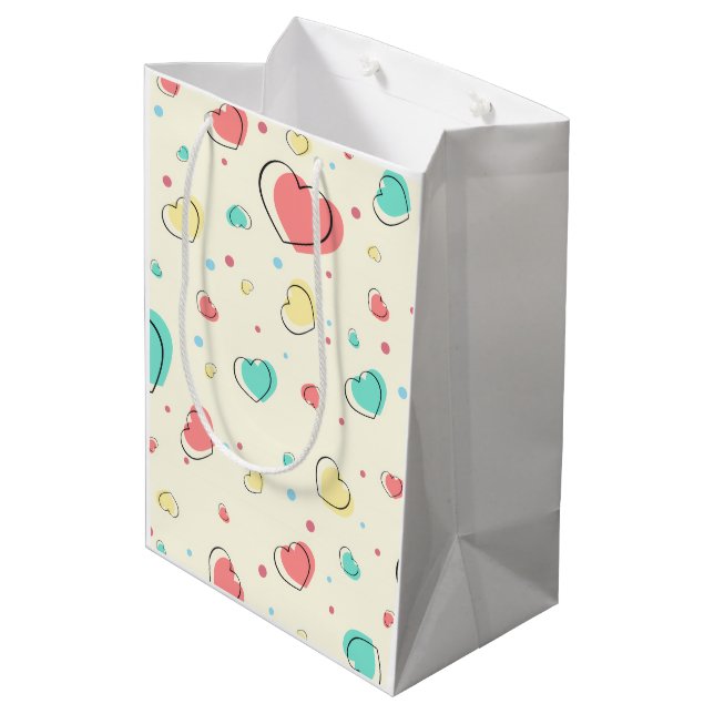 Hearts Pattern – Cute Love Design Medium Gift Bag (Back Angled)