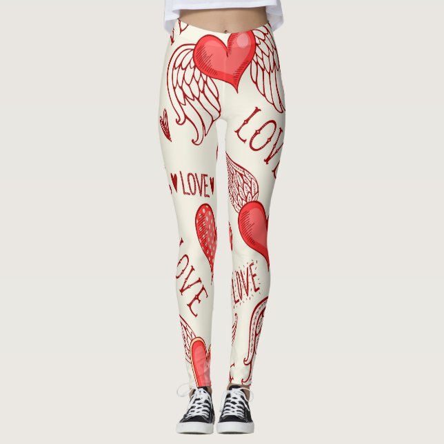 Hearts Pattern for Valentine's Day Leggings (Front)