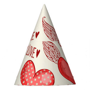 Hearts Pattern for Valentine's Day Party Hat
