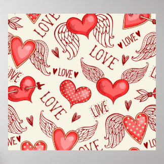 Hearts Pattern for Valentine's Day Poster