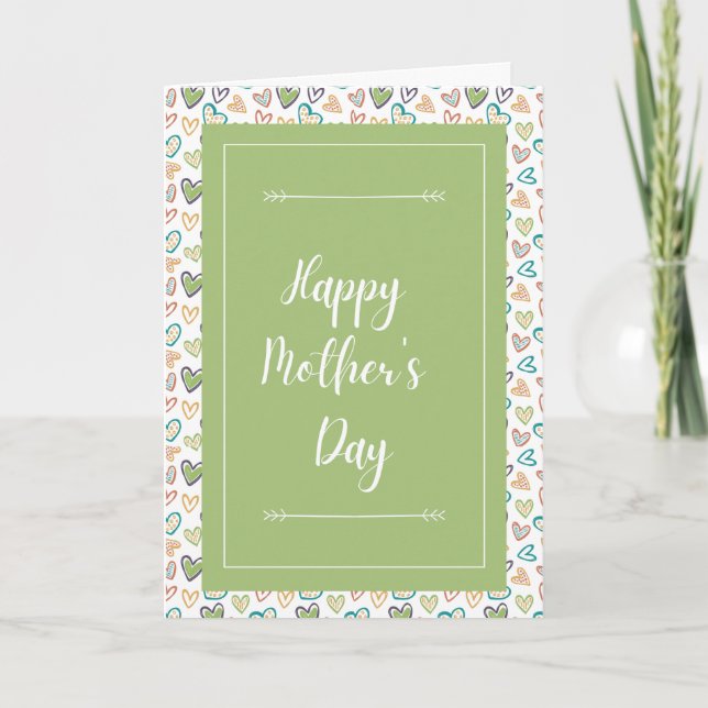 Hearts Pattern Happy Mother's Day Card (Front)