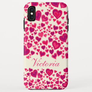 Hearts pattern hot pink cream named Case-Mate iPhone case
