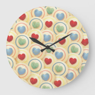 Hearts pattern in vintage style large clock