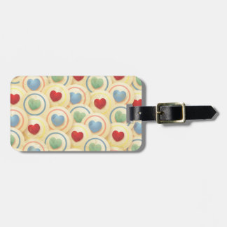 Hearts pattern in vintage style luggage tag