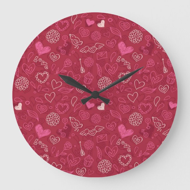 Hearts pattern large clock (Front)