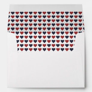 Hearts Pattern Liner - Red and Navy Envelopes