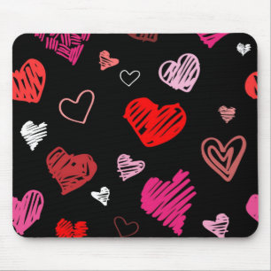 Hearts pattern mouse pad