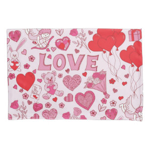 Hearts pattern pillowcase