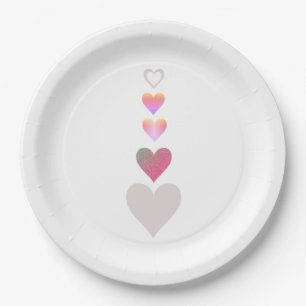 Hearts Pattern Simple Modern Valentine's Day Party Paper Plate