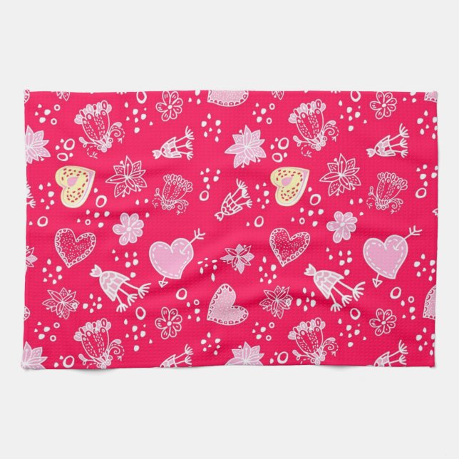 Hearts pattern tea towel (Horizontal)