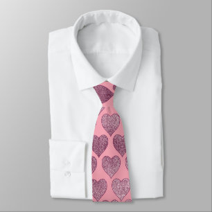 Hearts pattern tie