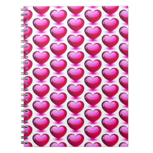 Hearts Pattern Vibrant Pink Modern Notebook