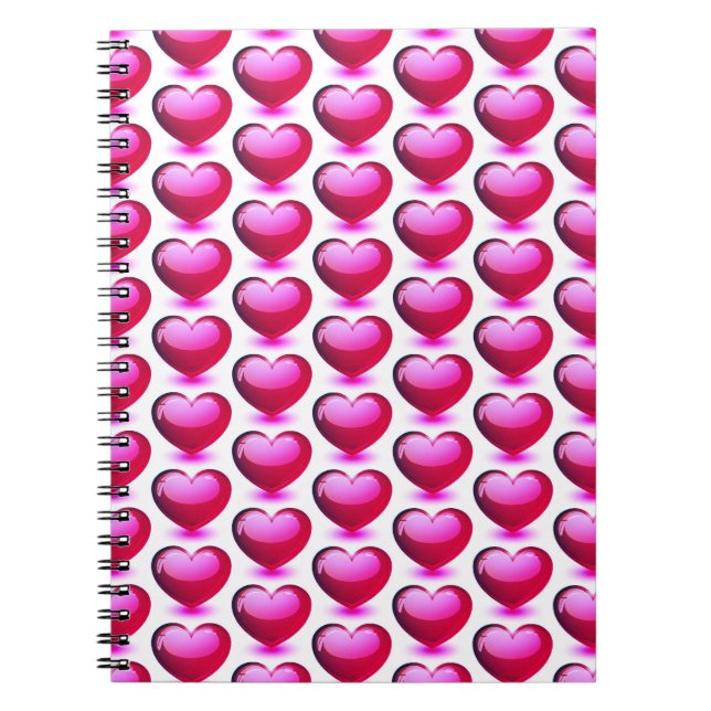 Hearts Pattern Vibrant Pink Modern Notebook (Front)