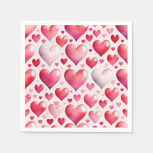 Hearts pattern watercolor napkin