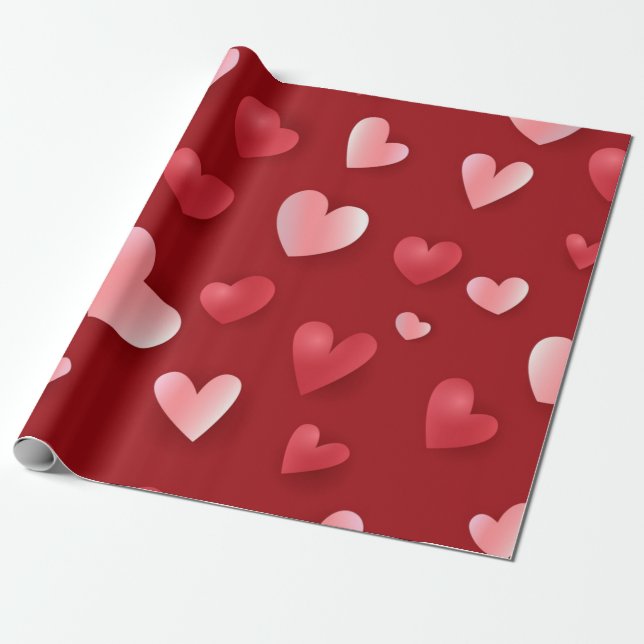 Hearts pattern wrapping paper (Unrolled)