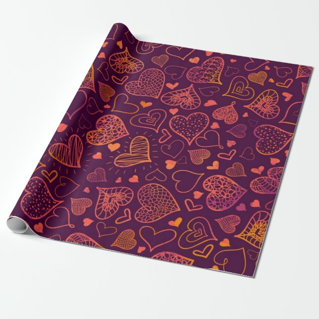 Hearts pattern wrapping paper (Unrolled)
