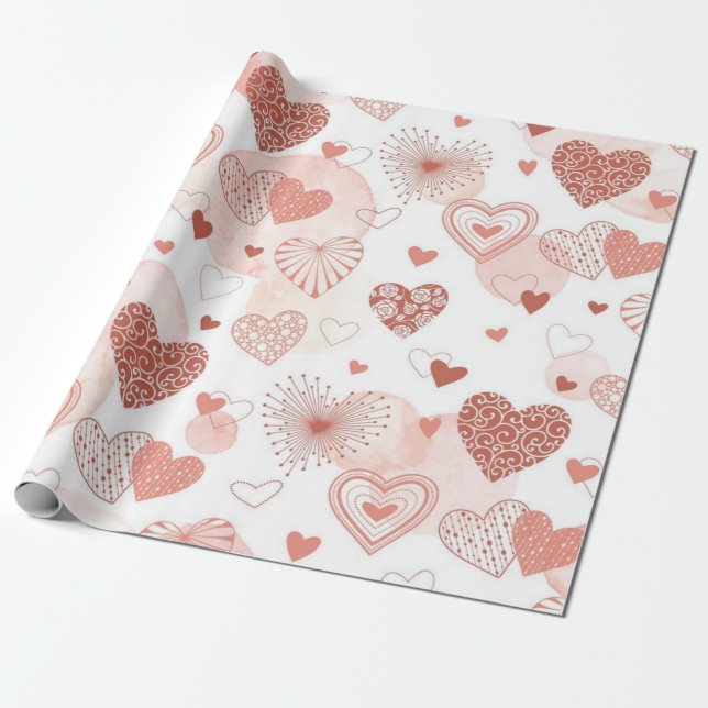 Hearts pattern wrapping paper (Unrolled)