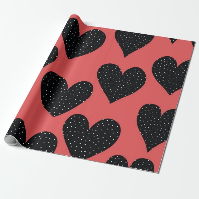 Hearts pattern wrapping paper (Unrolled)