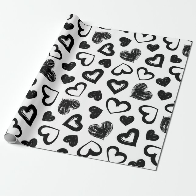 Hearts pattern wrapping paper (Unrolled)
