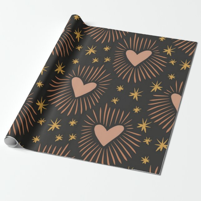Hearts pattern wrapping paper (Unrolled)